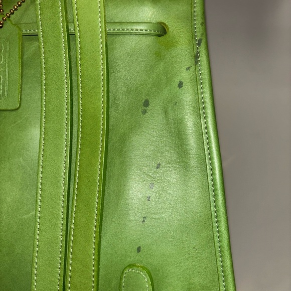 RARE Coach Leaf Green Vintage Leather Backpack - Picture 3 of 9